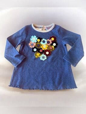 Mud Pie 3T Floral Heart Appliqué Top